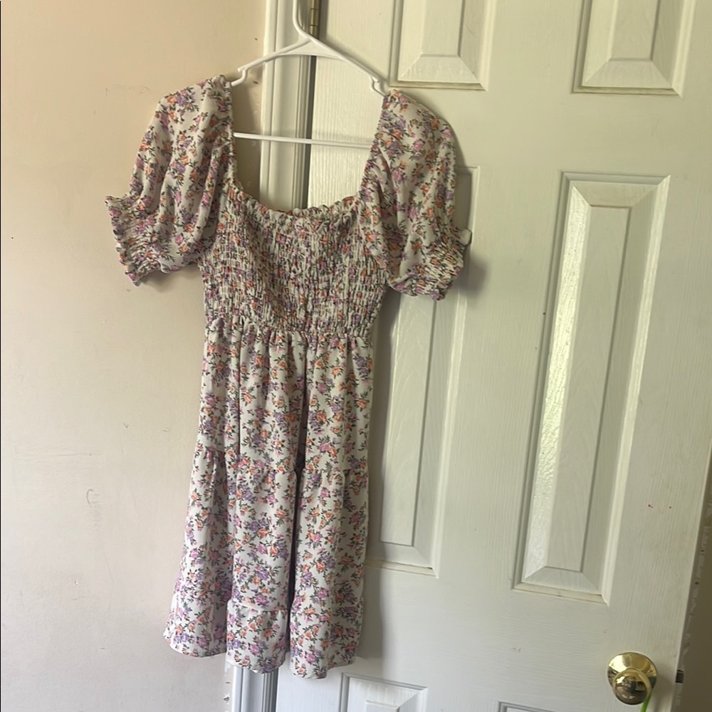 Floral Kids Dress with Puff Sleeves